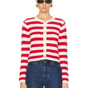 L'Academie by Marianna Valerie Cardigan in Red & Ivory
